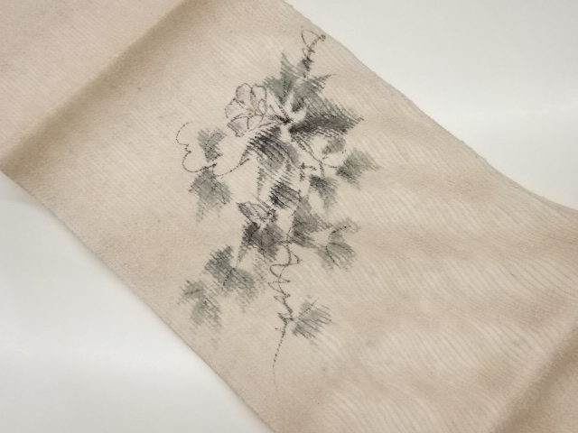 JAPANESE NAGOYA OBI FOR SUMMER / HAND PAINTED / MORNING GLORY